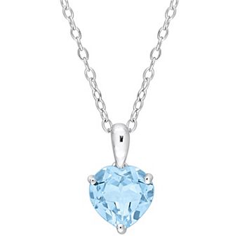 Stella Grace Sterling Silver & Gemstone Heart Stud Pendant Necklace