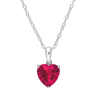 Stella Grace Sterling Silver & Gemstone Heart Stud Pendant Necklace