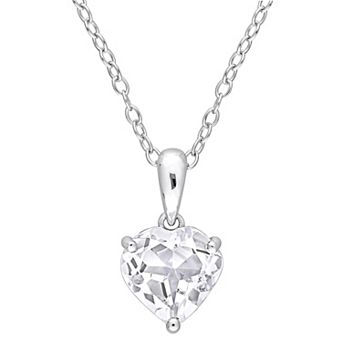 Stella Grace Sterling Silver & Gemstone Heart Stud Pendant Necklace