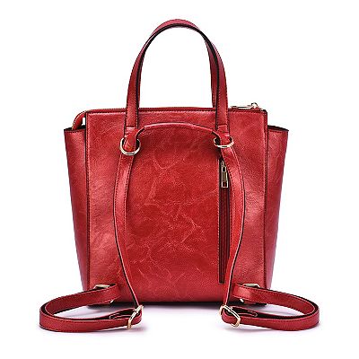 Mellow World Shia Convertible Backpack Purse in Cognac Tooled Vegan Leather Lacey Solid Backpack main image 4