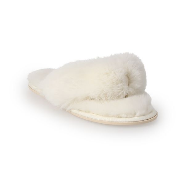 LC Lauren Conrad Women's Faux Fur Flip Flop Slippers