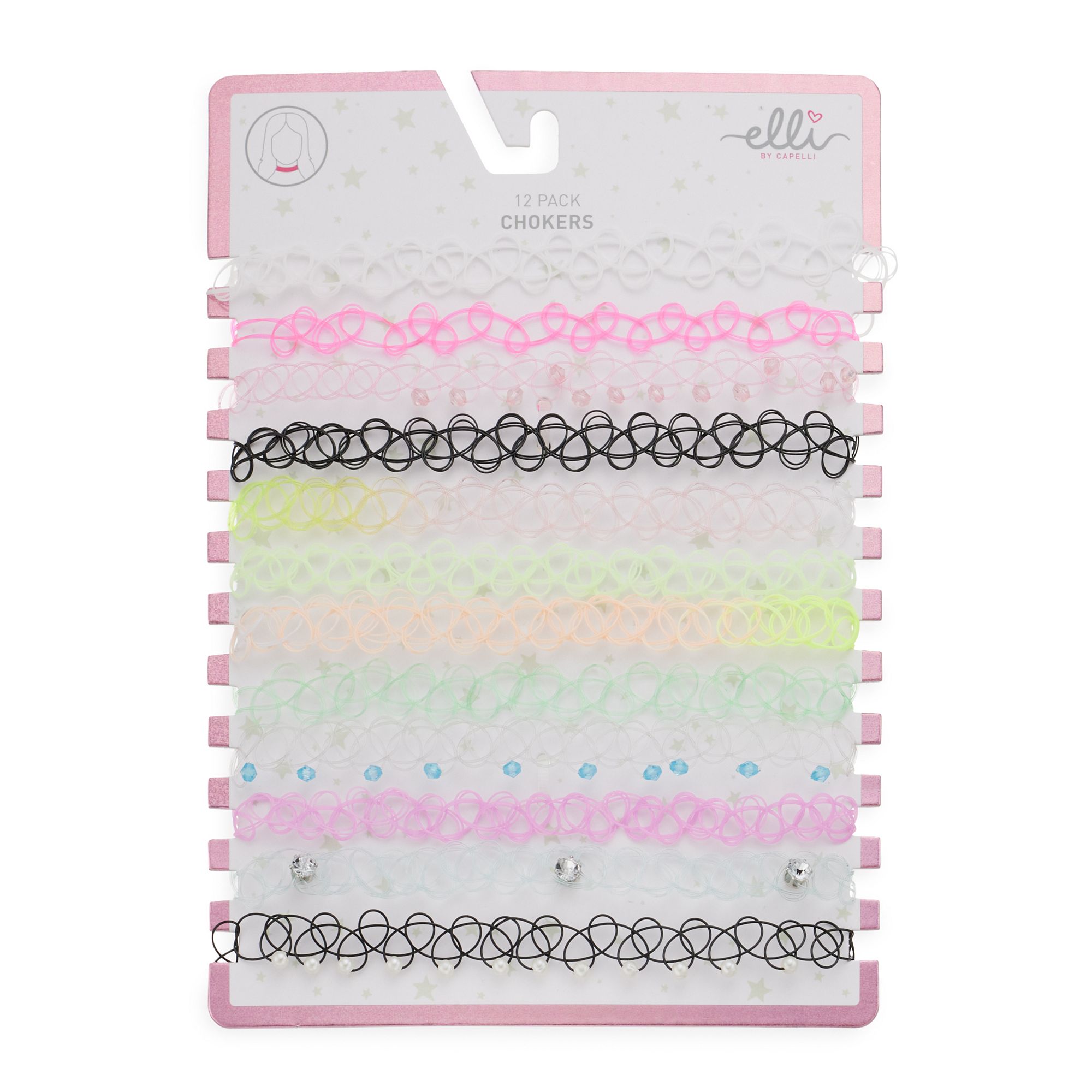 Elli by Capelli 12-Pack Stretchy Necklace Set, Multi