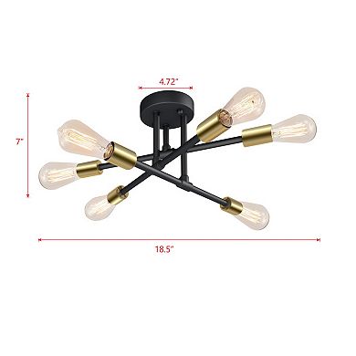 Defong 6-Lights Sputnik Semi Flush Mount Ceiling Light Fixture