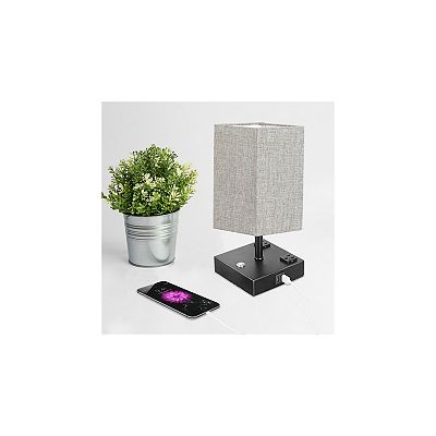 Defong 15 Inch Dimmable Touch Table Lamp with USB ports and AC Outlets