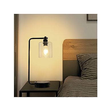 Defong Modern 19-Inch Table Lamp with Wireless Charging Pad