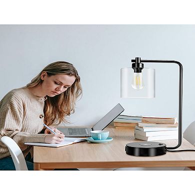 Defong Modern 19-Inch Table Lamp with Wireless Charging Pad