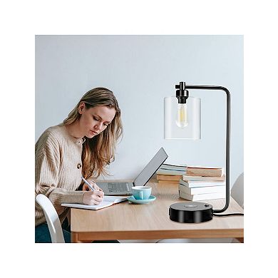 Defong Modern 19-Inch Table Lamp with Wireless Charging Pad