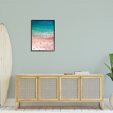 Stupell Home Decor Warm Blue Tide Umbrella Beach Framed Wall Art
