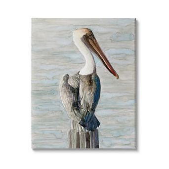 Stupell Home Decor Long Beak Pelican Coastal Waterfowl Bird Canvas Print Wall Art