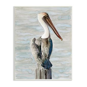 Stupell Home Decor Long Beak Pelican Coastal Waterfowl Bird Wall Art