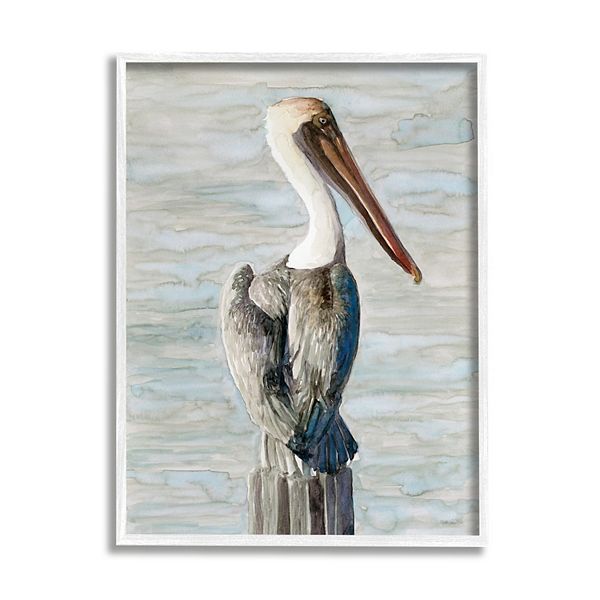 Stupell Home Decor Long Beak Pelican Coastal Waterfowl Bird Wall Art