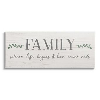 Stupell Home Decor Family Life Begins Love Never Ends Wall Art