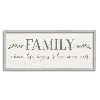 Stupell Home Decor Family Life Begins Love Never Ends Wall Art