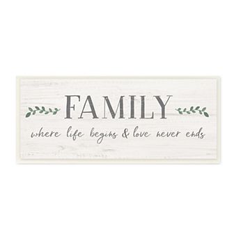 Stupell Home Decor Family Life Begins Love Never Ends Wall Art