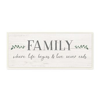 Stupell Home Decor Family Life Begins Love Never Ends Wall Art