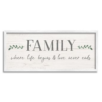 Stupell Home Decor Family Life Begins Love Never Ends Wall Art