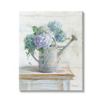 Stupell Home Decor Blue Hydrangeas in Watering Can Canvas Wall Art