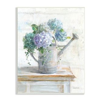 Stupell Home Decor Blue Hydrangeas in Watering Can Plaque Wall Art
