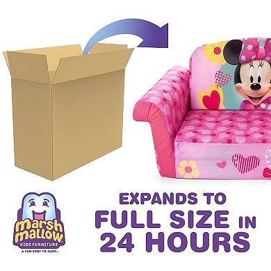 Marshmallow Furniture Kids 2-in-1 Flip Open Foam Compressed Sofa, Minnie Mouse