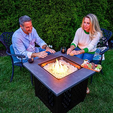 Endless Summer Charles 30 Inch Square Outdoor UV Printed LP Gas Fire Pit Table
