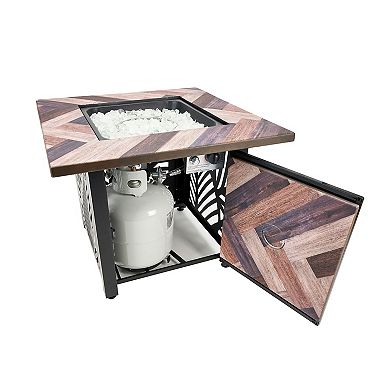 Endless Summer Darby 30 Inch Square Outdoor UV Printed LP Gas Fire Pit​ Table