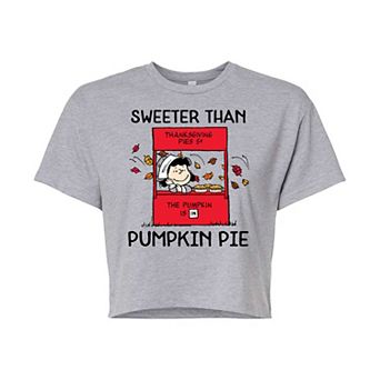 Juniors' Peanuts Pumpkin Pie Cropped Graphic Tee