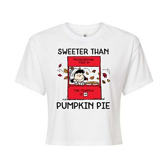 Juniors' Peanuts Pumpkin Pie Cropped Graphic Tee