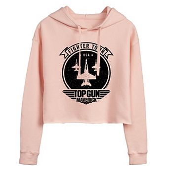 Juniors' Top Gun Fighter Cropped Graphic Hoodie