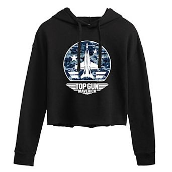 Juniors' Top Gun Camo Cropped Graphic Hoodie
