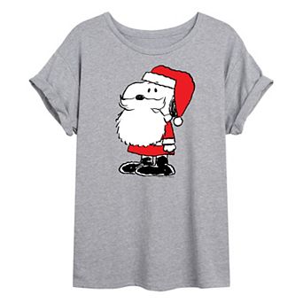 Juniors' Peanuts Snoopy Santa Oversized Graphic Tee