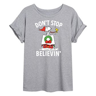 Juniors' Peanuts Dont Stop Oversized Graphic Tee