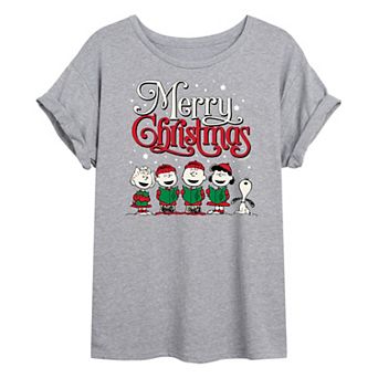 Juniors' Peanuts Christmas Oversized Graphic Tee
