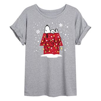 Juniors' Peanuts Snoopy "Merry Christmas" Oversized Graphic Tee