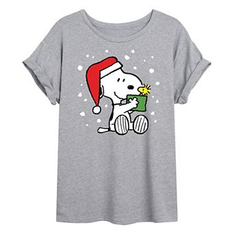 Juniors' Peanuts Present Oversized Graphic Tee