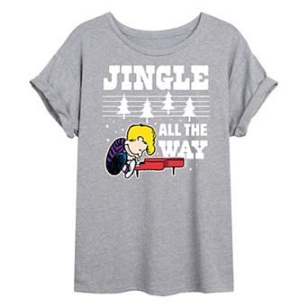 Juniors' Peanuts Jingle Oversized Graphic Tee