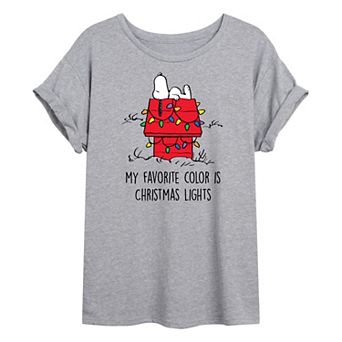 Juniors' Peanuts Christmas Oversized Tee
