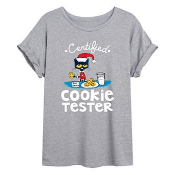 Juniors' Pete The Cat "Cookie Tester" Oversized Graphic Tee