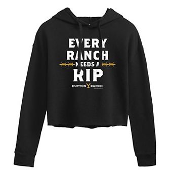 Juniors' Yellowstone "Every Ranch" Cropped Graphic Hoodie