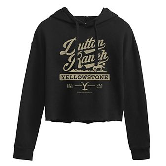 Juniors' Yellowstone "Dutton Ranch" Cowboy Cropped Graphic Hoodie