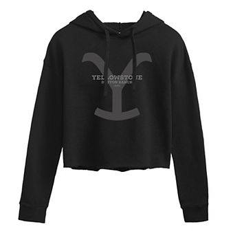 Juniors' Yellowstone "Y" Logo Cropped Graphic Hoodie