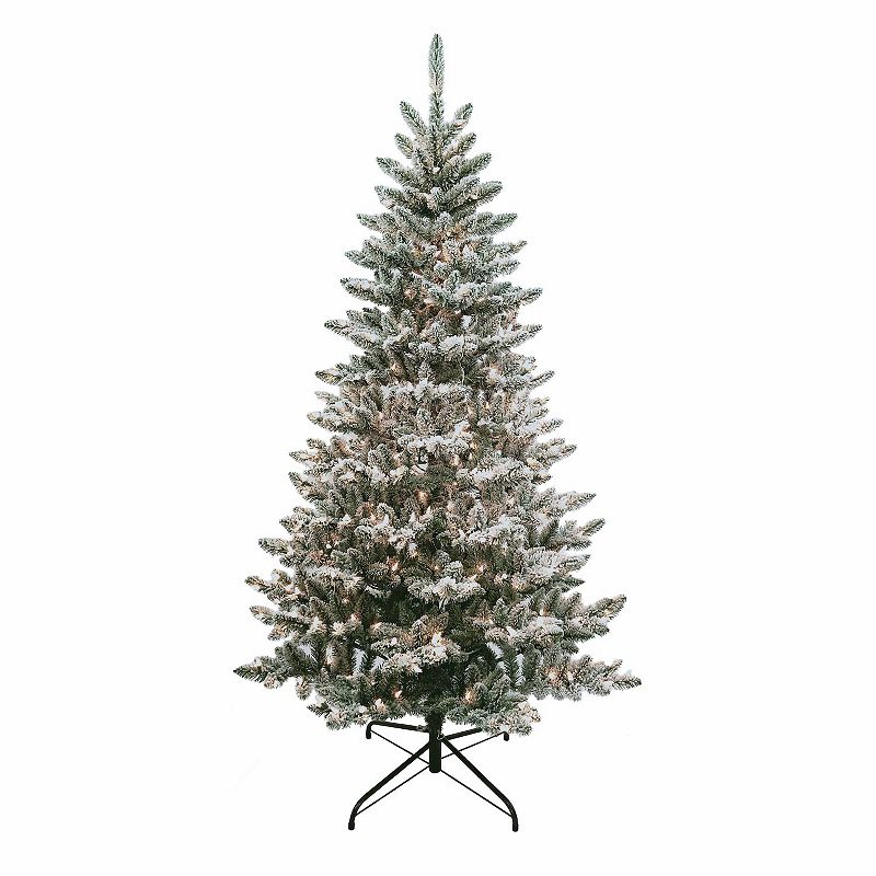 6-ft. Pre-Lit Snow Pine Artificial Christmas Tree, Green