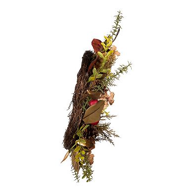 24-Inch Berries & Pinecone Burgundy Rattan Artificial Christmas Wreath