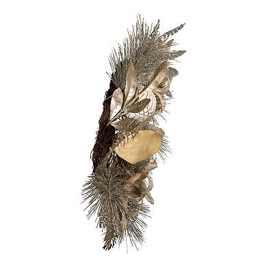 Silver & Gold Finish Champagne Rattan Wreath