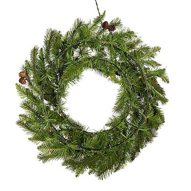 Pre-Lit Artificial Pinecone Wreath