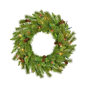 Pre-Lit Pinecone Artificial Wreath