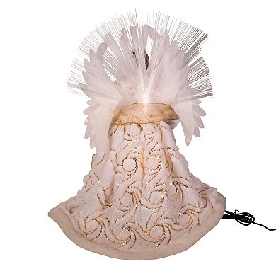 Fiber Optic Gold White Angel Christmas Tree Topper