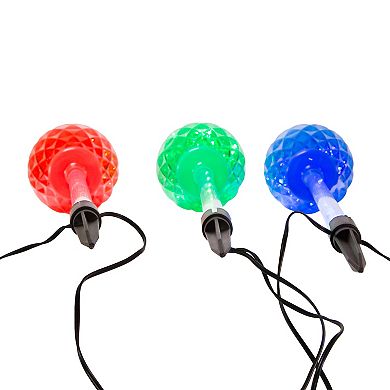 Multicolor LED Faceted Bulb Garden Stake 3-piece Set