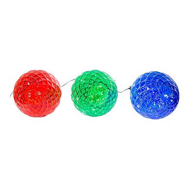 Multicolor LED Faceted Bulb Garden Stake 3-piece Set