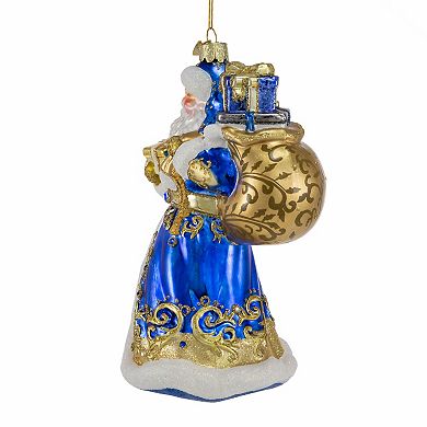 Bellisimo Elegant Blue Santa Christmas Ornament