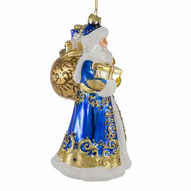 Bellisimo Elegant Blue Santa Christmas Ornament